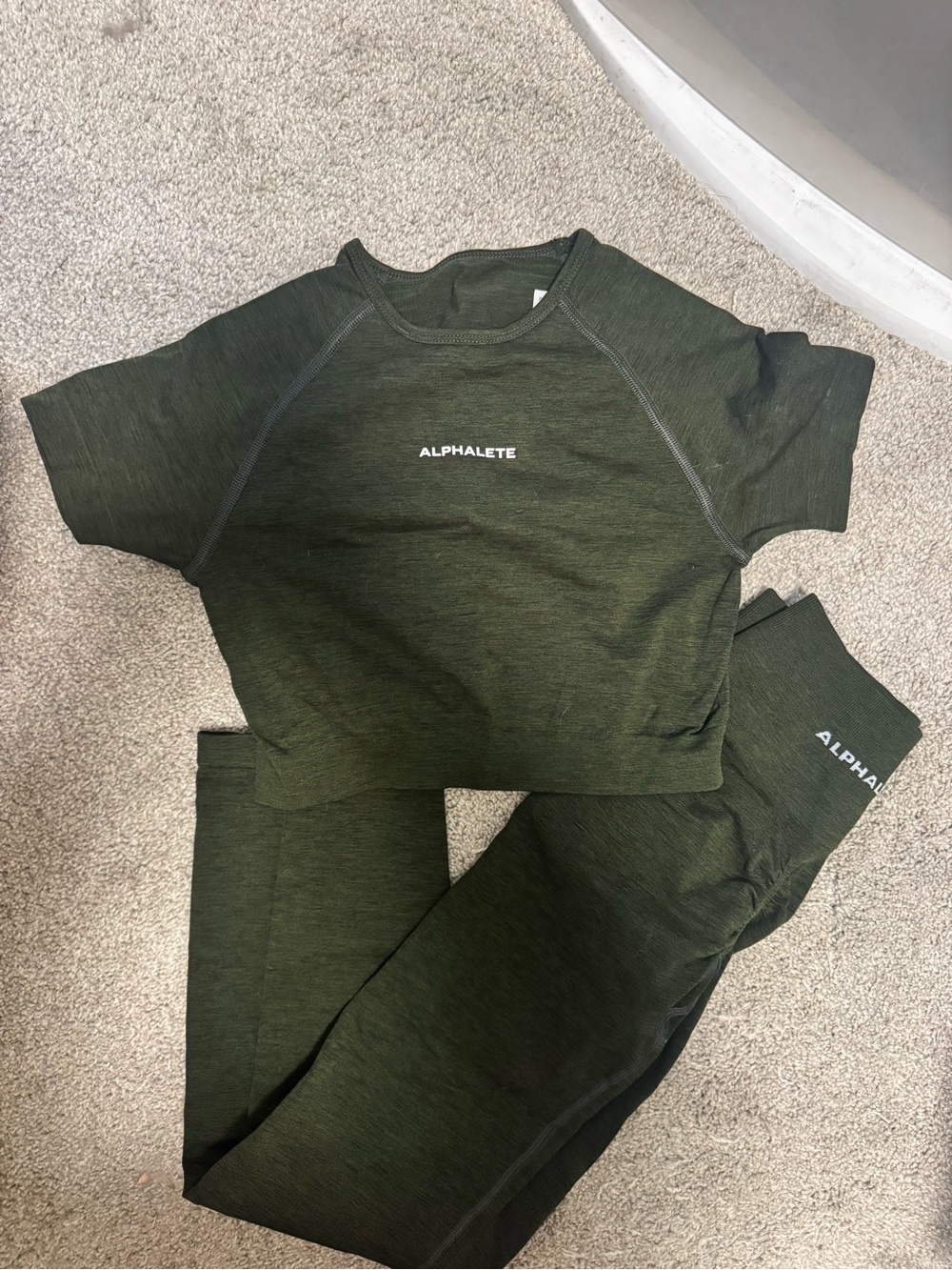 Alphalete Dark Olive Green Two-Piece Set